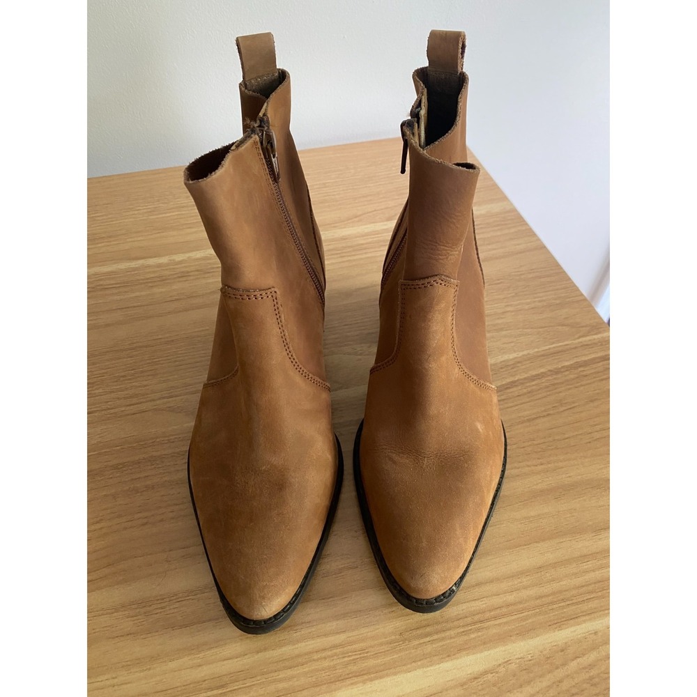 Splendid Genuine Leather Ankle Boots Brown Womens Size 7 Zip Western Booties - Picture 6 of 12